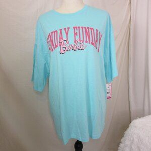 Barbie Sunday Funday Aqua Blue Loose Fit Short Sleeve T Shirt Size Medium